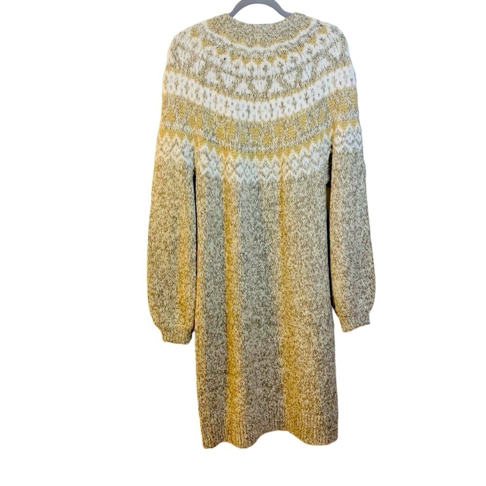 LOFT Long Sleeve Knit Dress - Gray and Gold